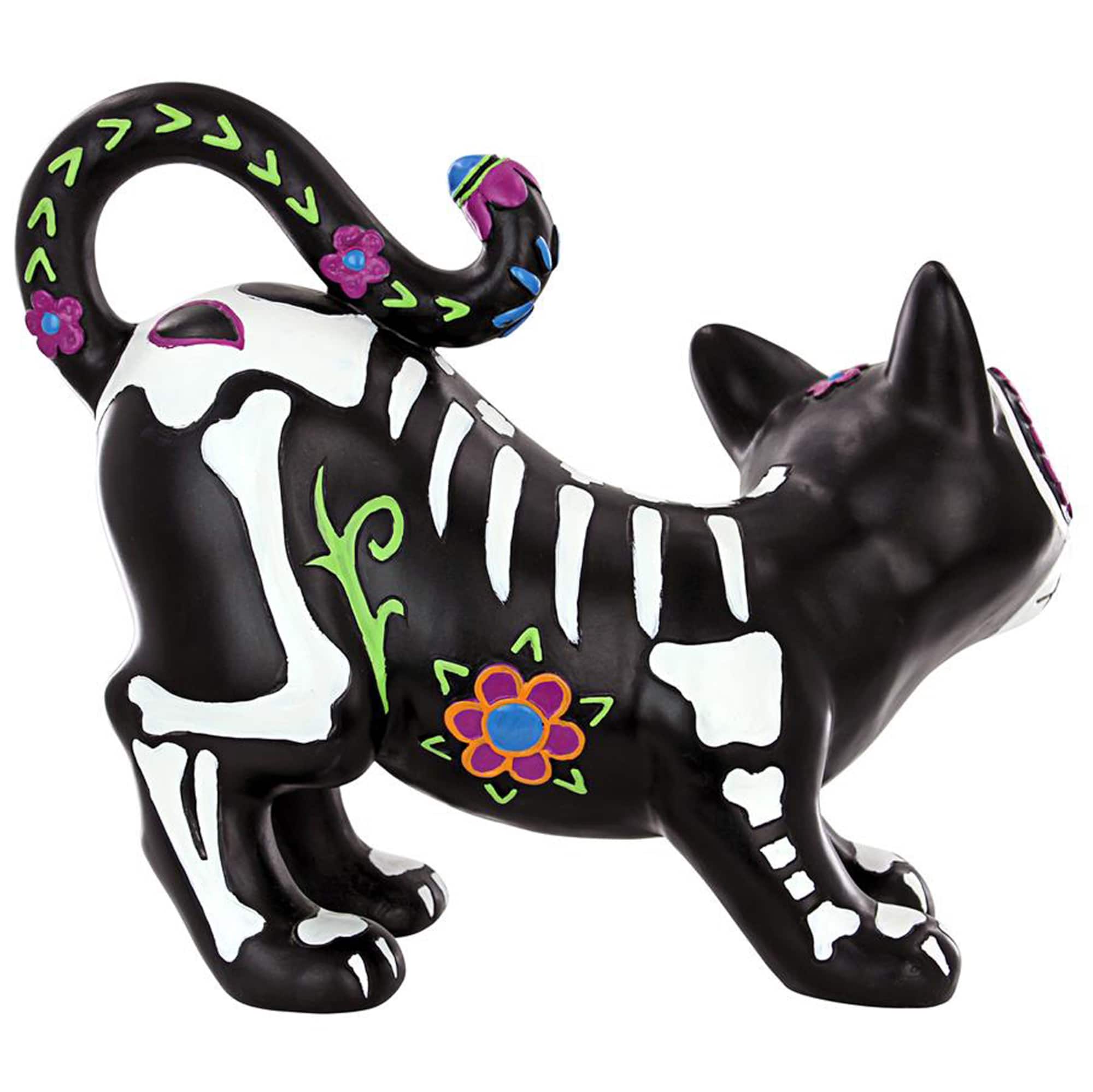 Design Toscano 10" Dia de los Muertos El Gatto Sugar Skull Cat Statue
